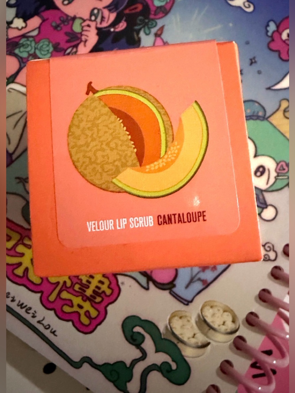 Cantaloupe Velour Lip Scrub - NWT box has wear fr storage